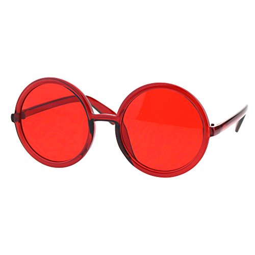 SA106 Womens Wizard Round Circle Lens Plastic Mod Fashion Sunglasses - Red