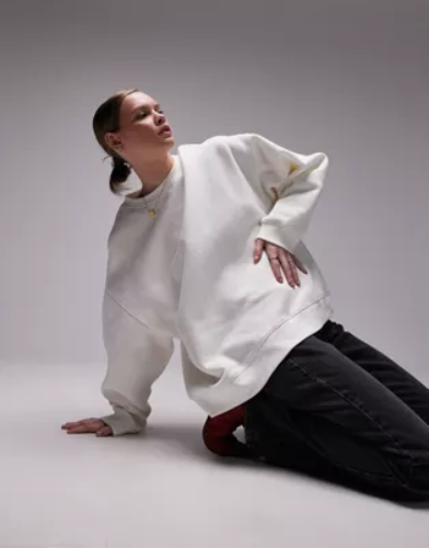 Topshop premium seam detail sweat in ecru - CREAM