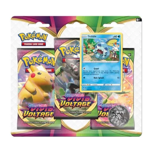 Vivid Voltage 3 Booster Packs, Coin & Sobble Promo Card