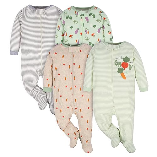 Gerber Baby Boys 4 Pack Sleep 'N Play Footie - 3-6 Months - Happy Veggies