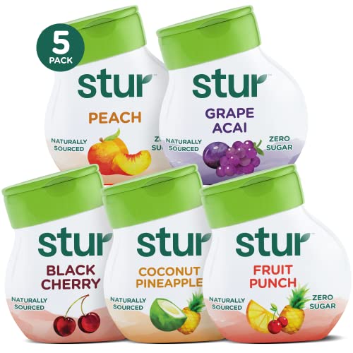 Stur Liquid Water Enhancer | Summer Variety Pack | Naturally Sweetened | Sugar Free | Zero Calories | Keto | Vegan | 5 Bottles, Makes 120 Drinks - Summer Variety Pack