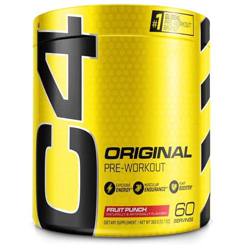 C4 Original Pre Workout Powder Fruit Punch - Vitamin C for Immune Support - Sugar Free Preworkout Energy for Men & Women - 150mg Caffeine + Beta Alanine + Creatine - 60 Servings - Fruit Punch - 60 Servings (Pack of 1)