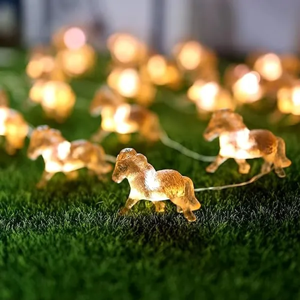 Horse Fairy String Lights Pony Cute Decorative Lights 20 LEDs Night Light 8.5ft USB or Battery Powered with Remote for Bedroom Farmhouse Barn Holiday Thanksgiving Decoration - USB Opperated