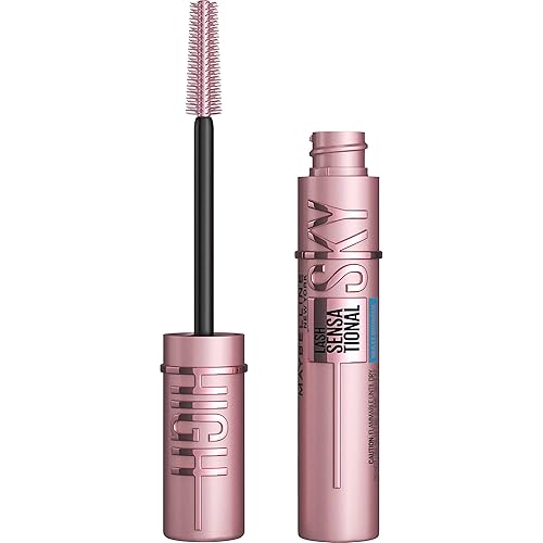 Maybelline Lash Sensational Sky High Waterproof Mascara Makeup, Volumizing, Lengthening, Defining, Curling, Multiplying, Buildable Formula, Very Black, 1 Count - 0.2 Fl Oz (Pack of 1) - VERY BLACK