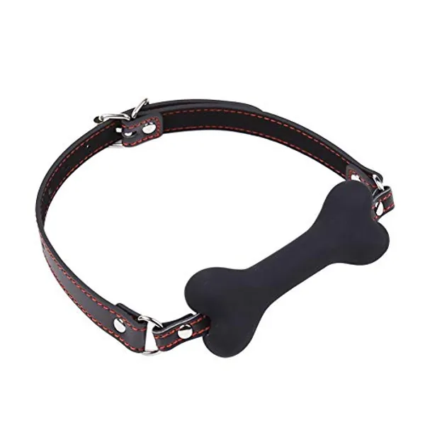 Dog Bone Mouth Gag Black Pet Bone Bite Ball Gag Bondage Silicone Restraint Slave SM Game for Lover Couple
