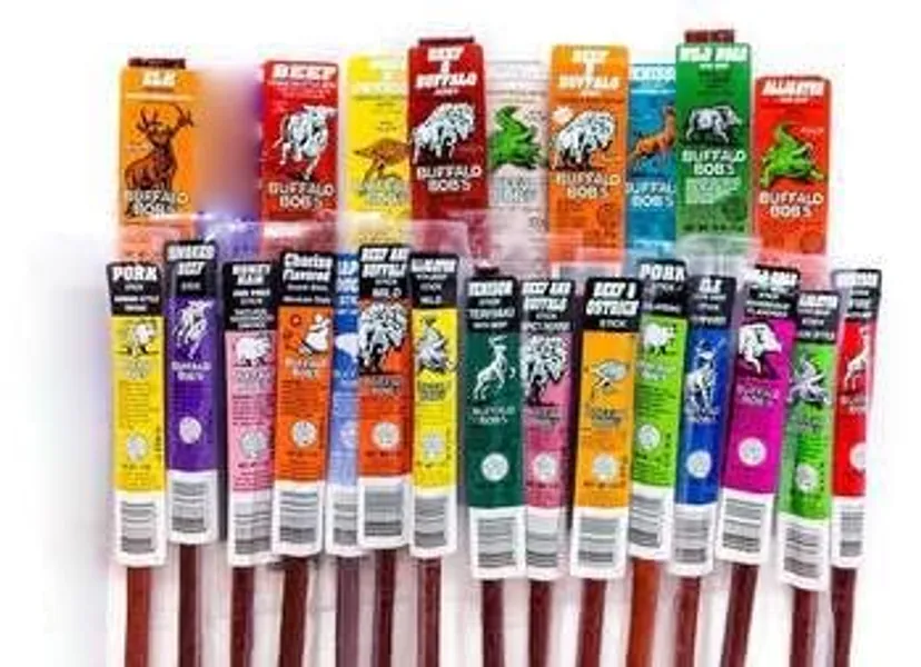 Jerky Dynasty The Ultimate 27-Piece Exotic Jerky Gift Set - Buffalo Bob's Wild Game Jerky Variety Pack - Exclusive Flavors, Hefty Discount, Great for Valentine’s Day & Protein Snack - Farm-Raised - Ultimate 27 Piece