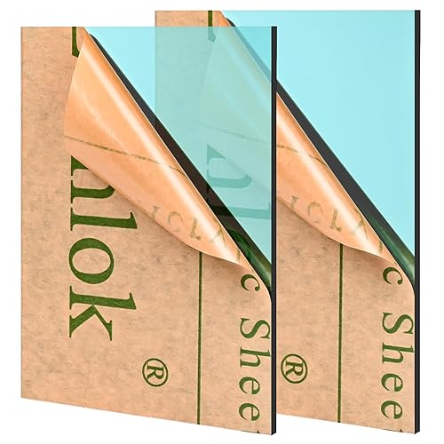 Lesnlok Cyan Acrylic Sheets 1/8 inch Thick 3mm 2 Pack 8 x 10 Clear Cyan Plexiglass Sheets,for Sign,Craft,Painting,Laser Cutting,DIY Display Projects… (8"x 10", Cyan, 2) - 8"x 10" - cyan - 2
