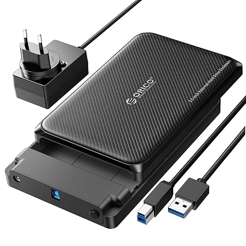 ORICO Case HDD 3.5 SATA USB 3.0, Tool Free Case Hard Disk for 3.5", 2.5" SATA HDD/SSD to 20TB, Supporta UASP, TRIM, Con Adattatore 12V/2A - USB A