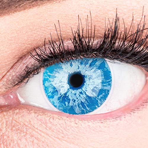 Farbige Blaue White Walker Kontaktlinsen Ice Blue Anime Cosplay Lenses Ohne Stärke - Stark Deckende und Intensive Farben mit gratis Kontaktlinsenbehälter für Halloween Fasching - 0.0 Dioptrien - 8.6 Millimeter - 14.00 Millimeter - 2.0
