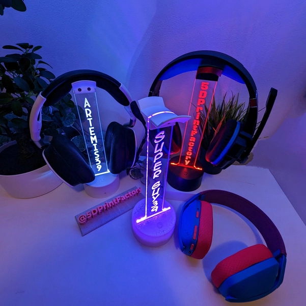 Personalized Headphone Stand, Custom Gamer Tag Sign, Personalized Streamer Headset Holder, Custom Headset Stand, Gamer LED sign