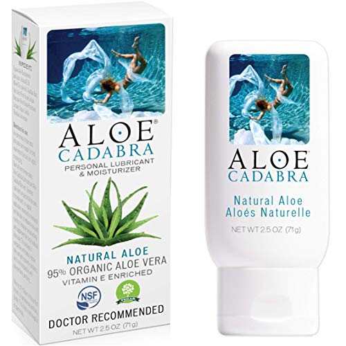 Aloe Cadabra Natural Water Based Personal Lube, Organic Lubricant Gel for Her, Him & Couples, Unscented, 2.5 oz