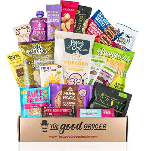 Healthy VEGAN Snacks Care Package: Non-GMO, Vegan Jerky, Protein Bars, Cookies, Fruit & Nuts, Healthy Gift Basket Alternative, Snack Variety Pack, College Student Care Package - Vegan