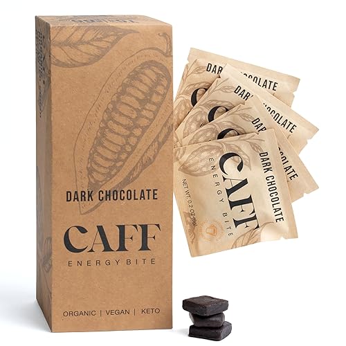 CAFF All Natural Energy Bites - Caffeinated Chocolate for Energy Boost - No Added Sugar - 65mg Caffeine Chocolate Bites – 15 Calorie Organic Caffeine Snacks - Vegan, Gluten-Free, Keto (20 Bites)