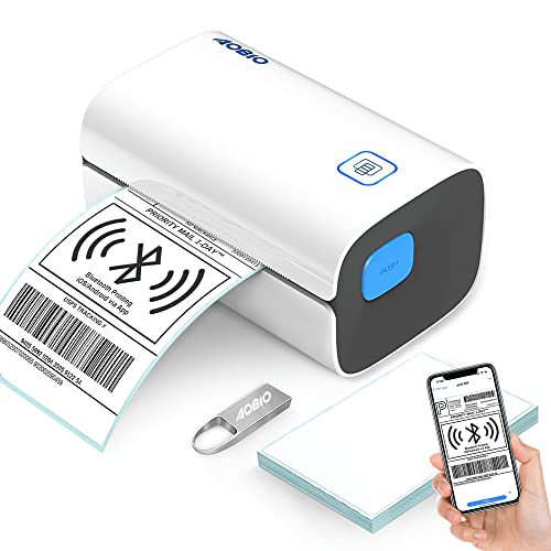 AOBIO 4x6 Bluetooth Thermal Label Printer - Shipping Label Printer for Small Business - Desktop Postage Label Printer Compatible with MacOS, Wins, Linux, ChromeOS (Black) - Black