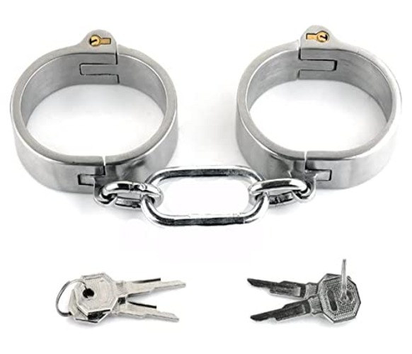 MFMYEE Ein Paar delstahl Restraint Handschellen BDSM für Frauen Männer Bondage Fesseln Handfesseln(6.5 * 5.3） - 6.5x5.3 cm (2er Pack)