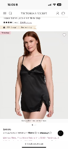Tease Satin Lace-Trim Mini Slip