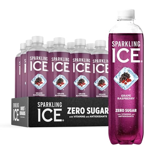 Sparkling Ice, Grape Raspberry Sparkling Water, Zero Sugar Flavored Water, with Vitamins and Antioxidants, Low Calorie Beverage, 17 fl oz Bottles (Pack of 12) - Grape Raspberry