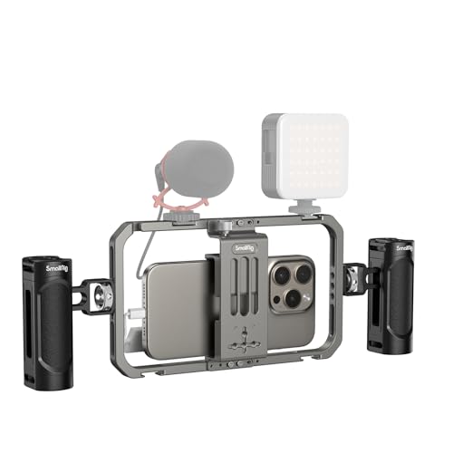 SmallRig Universal Phone Cage, Smartphone Video Rig Kit with Handles, Handheld Filmmaking Vlogging Case Stabilizer for Videomaker, for iPhone for Samsung for Pixel and Other Android Phones - 4121