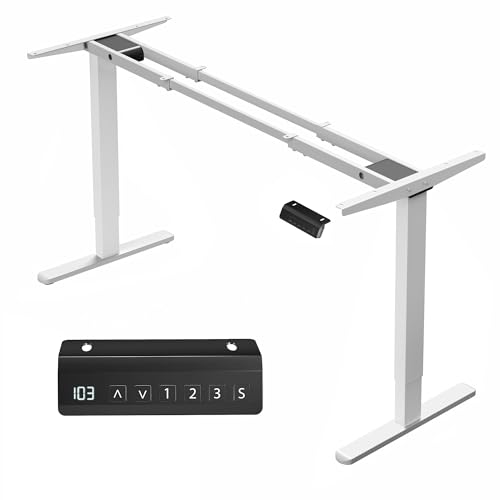 VIVO Electric Stand Up Desk Frame, DIY Workstation, Frame Only, Dual Motor Ergonomic Standing Height Adjustable Base with Memory Controller, White, DESK-E-200W - White