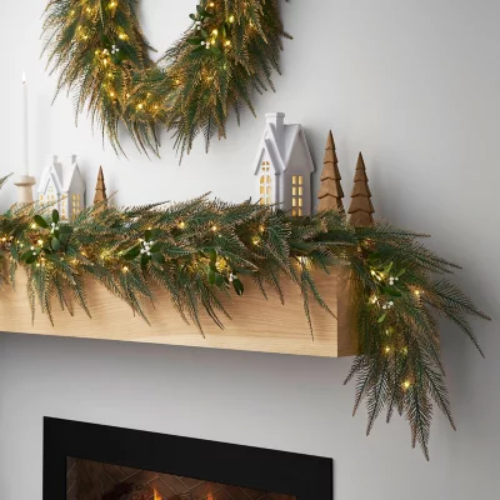 Member's Mark 9' Pre-Lit Cypress Garland with Gold Shimmer - Sam's Club