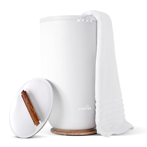 Live Fine Towel Warmer | Large Bucket Style Luxury Heater, Adjustable Timer, Auto Shut-Off | Fits Up to Two 40” x 70” Oversized Towels - White
