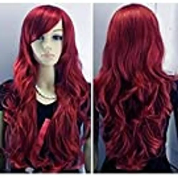 BERON 30" Sexy Long Lady Fashion Loose Full Wig New Fancy Dress Wine Red