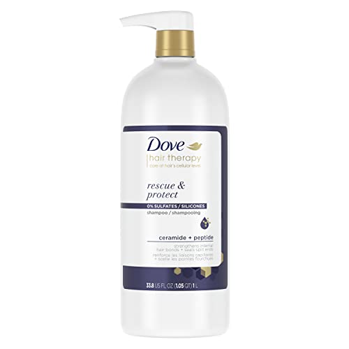 Dove Hair Therapy Shampoo Hair Care For Split Ends and Damaged Hair Rescue and Protect Therapy Sulfate Free Shampoo 33.8 oz