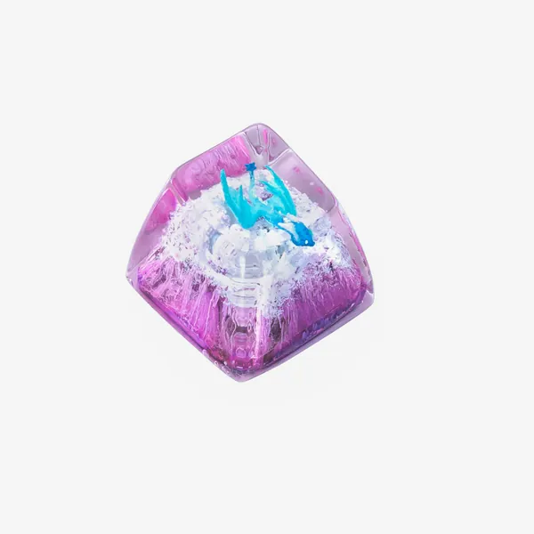 OceanKey Artisan Keycap for DIY Replacement Handmade Resin Keycap Dragon Lying on Snow Mountain Keycap for Switch Gaming, Cherry MX Mechanical Keyboards (Blue and Purple) - Blue and Purple