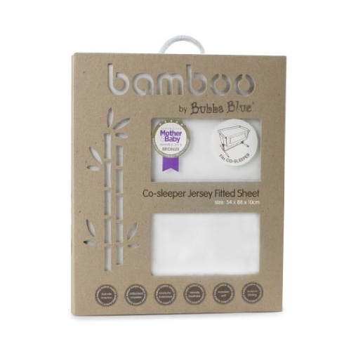 Bubba Blue Bamboo Jersey Fitted Sheet Co-Sleeper White | Bassinet | Baby Bunting AU