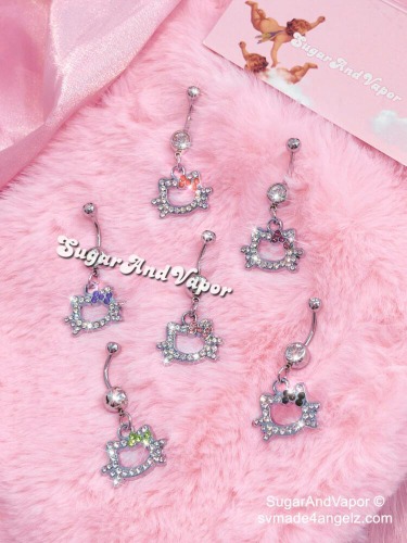 Bling Kitty Belly Ring | OS / Light Pink