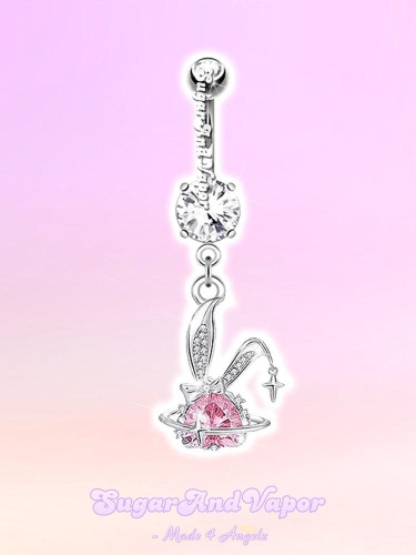 Pink Bunni Bling Gem Belly Ring | Pink / OS