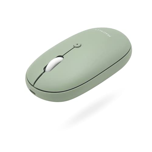 Macally Wireless Bluetooth Mouse - Strong Connection - Quiet, Comfortable, Rechargeable Mouse for Macbook Air/Pro, Mac, iMac, Apple iPad - Wireless Mouse for Laptop, Windows PC Desktop - Green