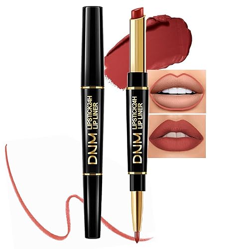 Kaely 2in1 Light Brown Lip Liner & Lipstick Set Kit for Women, DNM Matte Lips Kit with Lip Liner Lip Stains Long Lasting Waterproof 24 Hour Lipstick and Lip Liners Combo Lipliners Pencil Set 10 - 1 Count (Pack of 1) - 10 Light Brown Matte