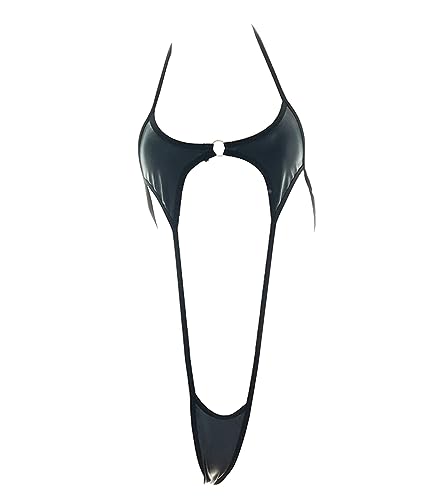 SINGUYUN Womens Sexy Micro Anime Bikini Japaneses One-Piece Teddy Cosplay Swimsuit Hot Bandage Lingerie Babydoll Bodysuit (0106Black)