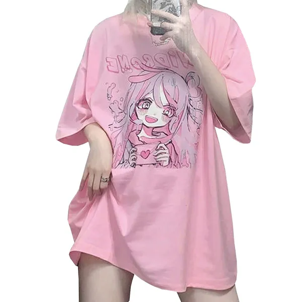 Kawaii Kleidung Goth Clothes Anime Manga Gothic T Shirt Mädchen Oversize Kawaii Deko Y2k Aesthetic Tops egirl Harajuku Tshirt - A27