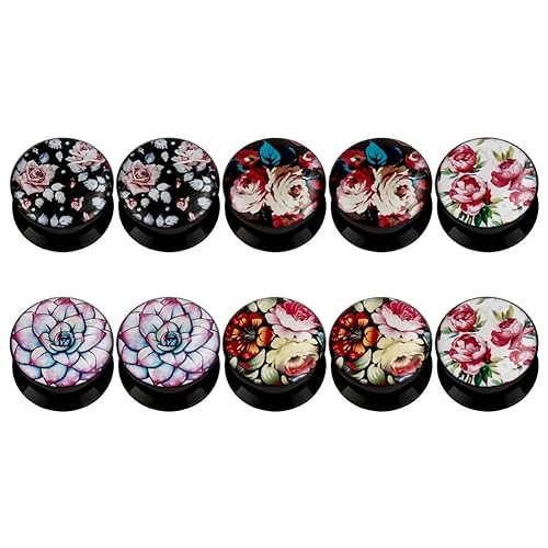 KUBOOZ(5 Pairs Rose Acrylic Ear Plugs Tunnels Gauges Stretcher Piercings - Gauge:5/8"(16mm)