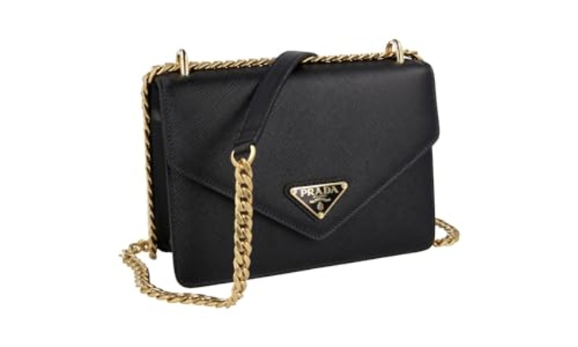 Prada Damen Schwarz Saffiano Leder Schultertasche 1BD200