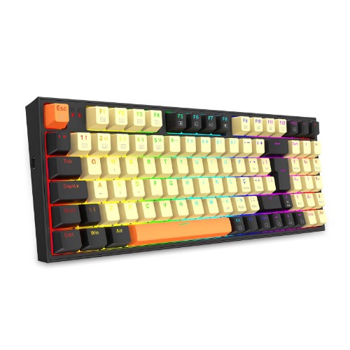 Keyboard Redragon Kitava, RGB, ABNT2, cabled 1,5m, Brown Switch - Black, Beige and Orange