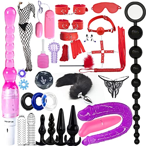 BOXIFA 32Pcs SM Bondage Restraint Vibrator Silicone Anal Plug Dildo Sex Toys for Butt Plug 111