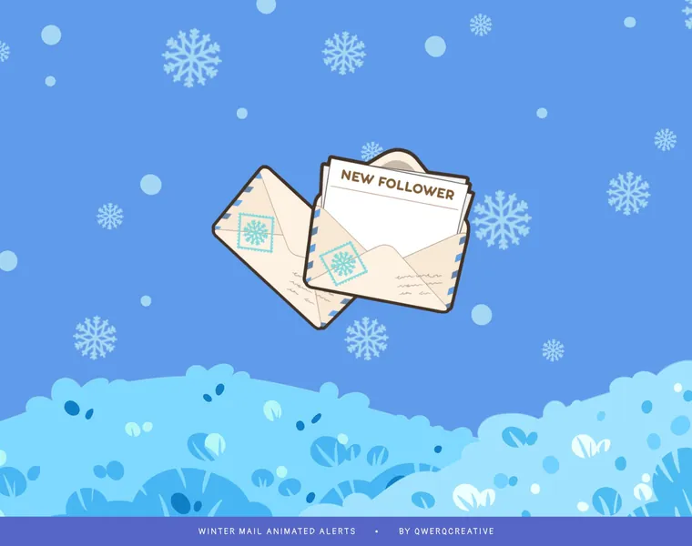 ANIMATED Winter Mail Alerts | Pop up Notification | Stream Alerts | Winter Season | Snowflakes | Cozy | Blue