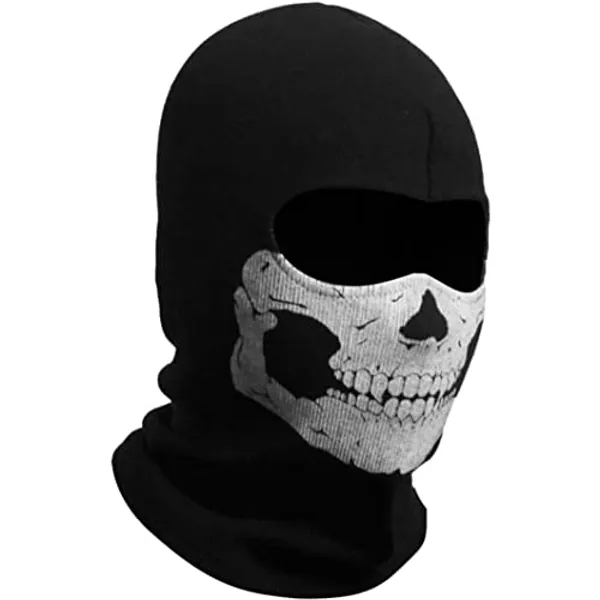 Unisex Ghost Print Balaclava Mask Ghosts Skull Full Face Mask Windproof Ski Mask Motorcycle Face Masks for Men Women Balaclavas Black Y