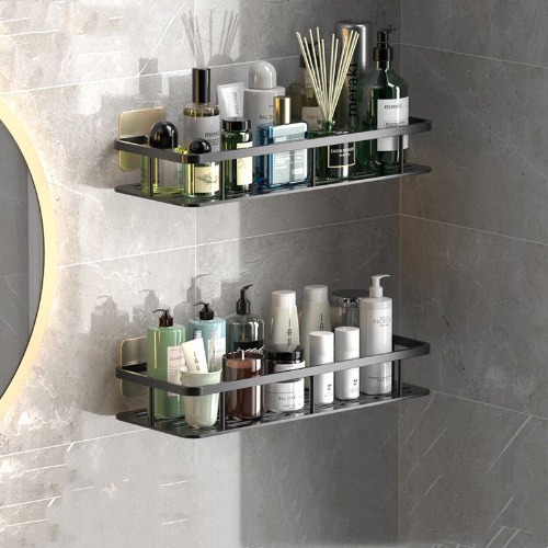 Bathroom Shelves (No-Drill) - Black / Double Pack