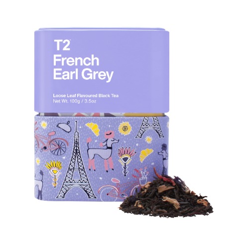T2 Tea French Earl Grey Black Tea, Loose Leaf Black Tea in T2 Icon Tin, 100 g