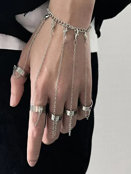 ROMWE Homme Bracelet à chaîne avec anneau