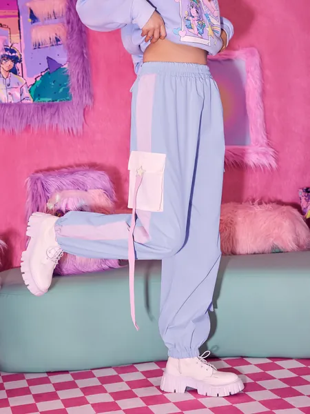 ROMWE Kawaii Pantalon cargo ruban poche à rabat