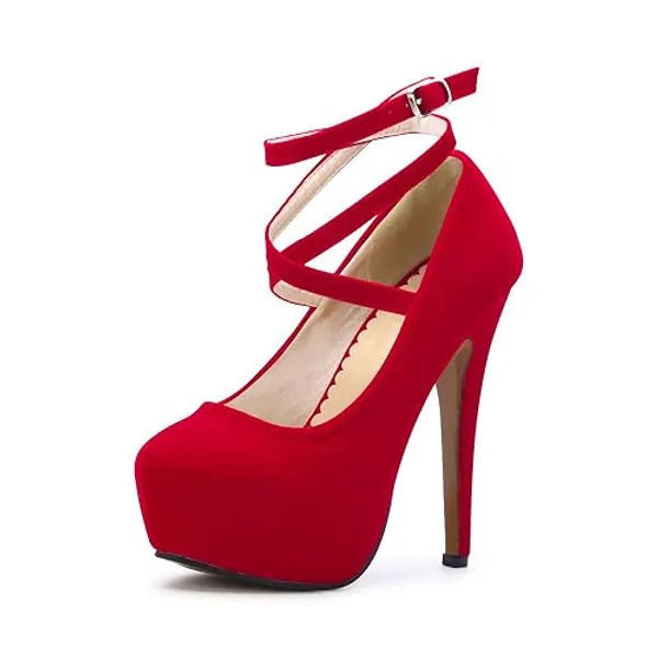 OCHENTA Women's Ankle Strap Platform Party Closed Toe Dress High Heels Pumps