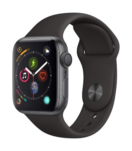 Apple Watch Series 4 (GPS, 40MM) - Space Gray Aluminum Case with Black Sport Band (Renewed)