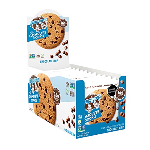 Lenny & Larry's The Complete Cookie, Chocolate Chip, Soft Baked, 16g Plant Protein, Vegan, Non-GMO, 4 Ounce Cookie (Pack of 12) - Chocolate Chip