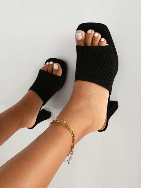 CUCCOO Trending Women Minimalist Chunky Heeled Mule Sandals, Elegant Summer Heeled Sandals