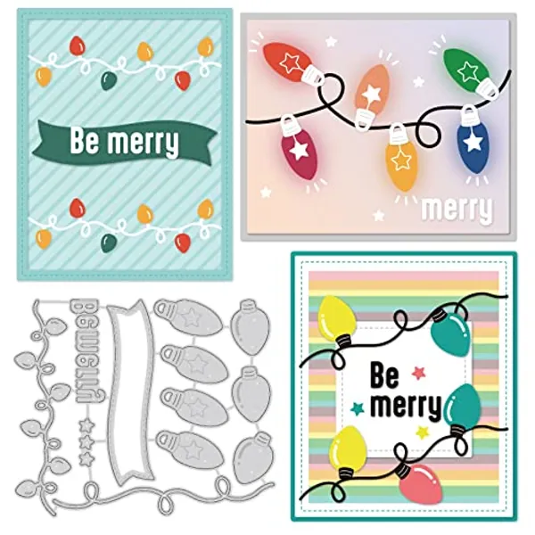 BENECREAT String Light Pattern Cutting Dies, Wedding Party Decor Metal Die Cuts Embossing Stencil for Birthday Festival Wedding Card Making Scrapbooking Making